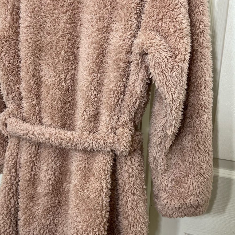 Natori Plush Lounge Cardigan Robe Fuzzy Teddy Sherpa in Rose Size L/XL - Picture 11 of 13